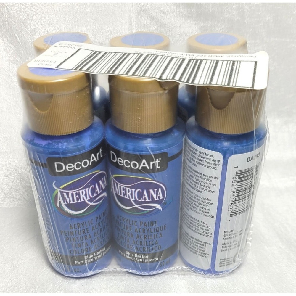 LOT 6 Bottles 2oz DecoArt Americana Acrylic Paint - Blue Harbor